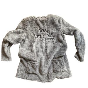 Gray Fleece Top with Front Pockets Sz Large